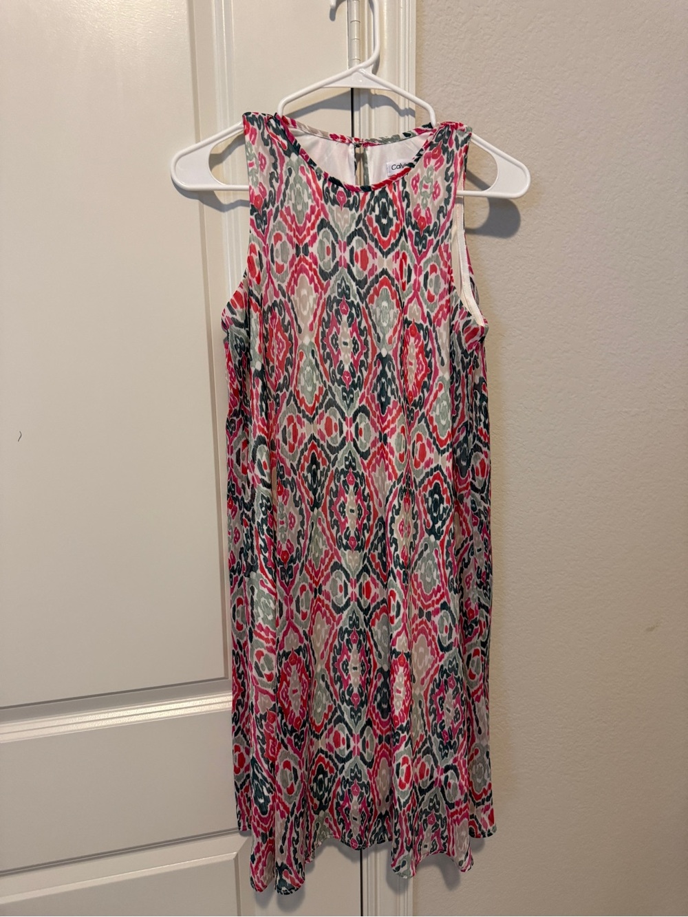 Calvin Klein women geometric print sleeveless shift dress size 4